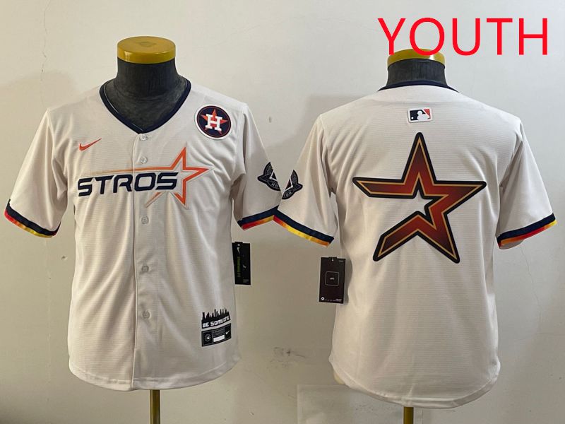 Youth Houston Astros Blank Cream three generations Joint Name 2025 Nike MLB Jersey style 41412->houston astros->MLB Jersey
